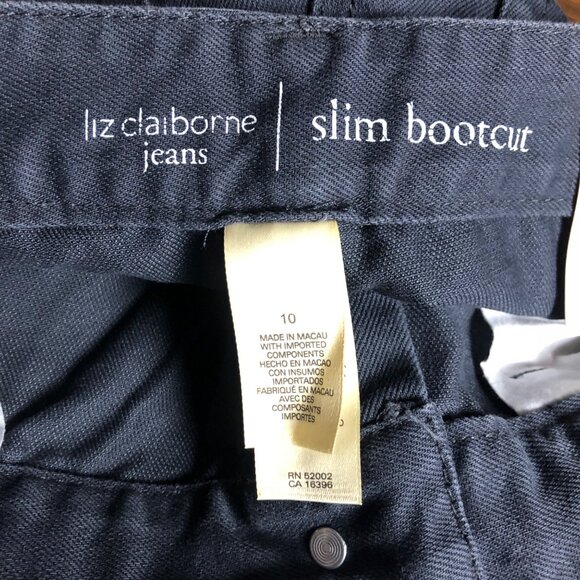 Liz Claiborne Black Jeans Womens Size 10 Slim Boot Cut Denim Pants NEW - Picture 7 of 9